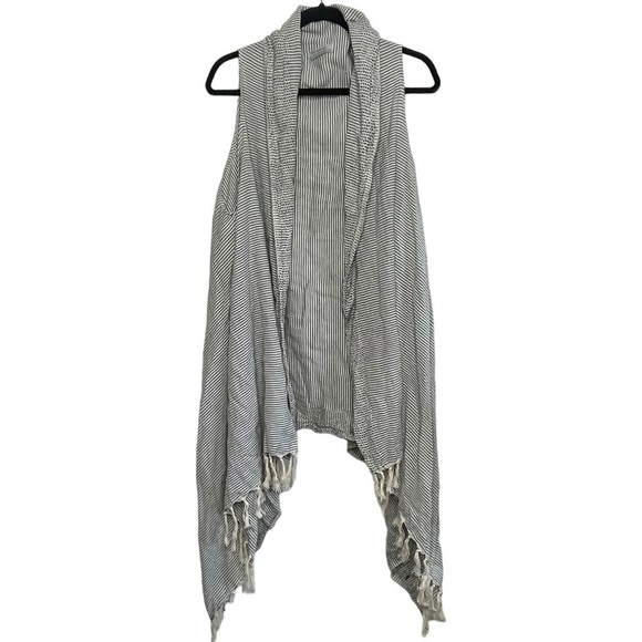 World Market Blue and Cream Fringe Vest Duster OS - Picture 1 of 10